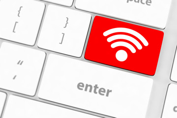 wifi concepts, with message on enter key of computer keyboard.