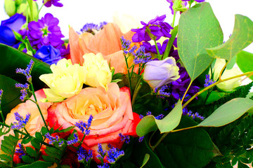 Colorful Flowers Bouquet Isolated on White Background