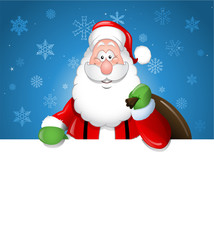 Cartoon Santa Claus over a white blank