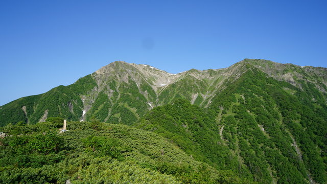 富士見平から見る赤石岳と小赤石岳