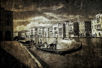 Fototapety  Gondola na Canal Grande styl retro
