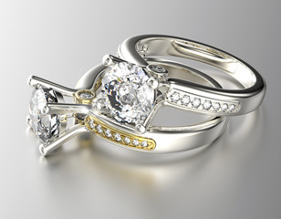 Golden Ring with Diamond. Jewelry background
