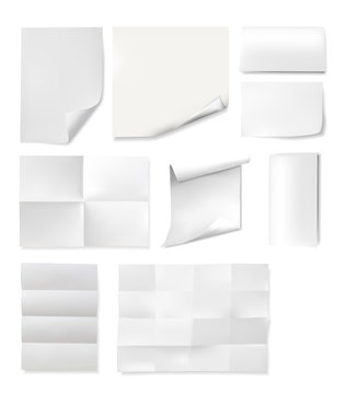 Paper sheets templates set isolated on white background