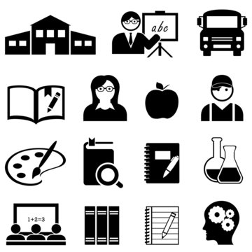 Learning, school and education icons