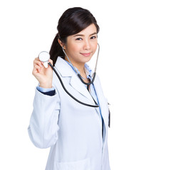 Asian woman doctor hold stethoscope