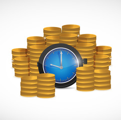 coins and watch illustration design