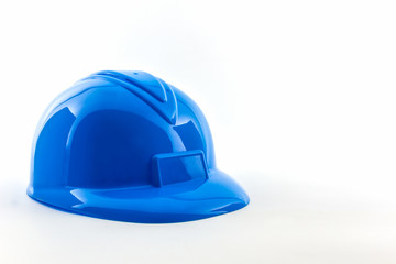 Blue construction helmet.