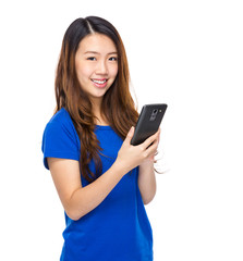 Young woman touch on cell phone