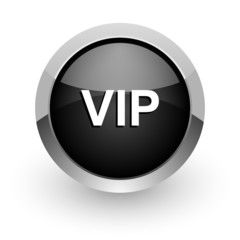 vip black chrome glossy web icon