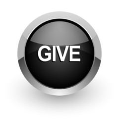 give black chrome glossy web icon