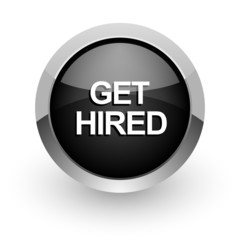 get hired black chrome glossy web icon