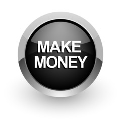 make money black chrome glossy web icon