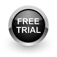 free trial black chrome glossy web icon