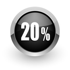 20 percent black chrome glossy web icon