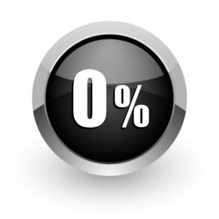 0 percent black chrome glossy web icon