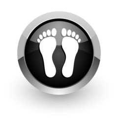 foot black chrome glossy web icon