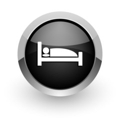 hotel black chrome glossy web icon