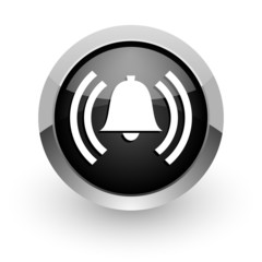 alarm black chrome glossy web icon
