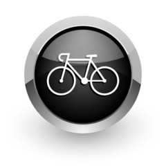 bicycle black chrome glossy web icon