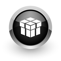 box black chrome glossy web icon