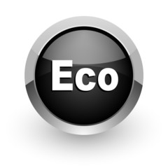 eco black chrome glossy web icon