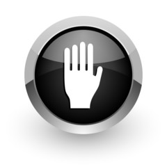 Obraz premium stop black chrome glossy web icon