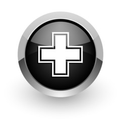 Obraz premium pharmacy black chrome glossy web icon