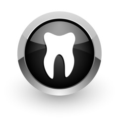 tooth black chrome glossy web icon