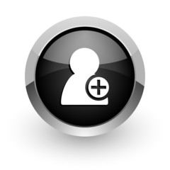 add contact black chrome glossy web icon