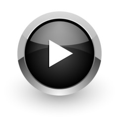 play black chrome glossy web icon