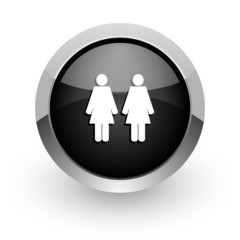 couple black chrome glossy web icon