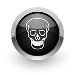 skull black chrome glossy web icon