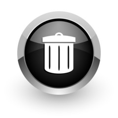 recycle black chrome glossy web icon