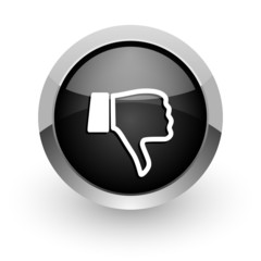 dislike black chrome glossy web icon