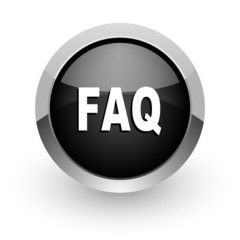 faq black chrome glossy web icon
