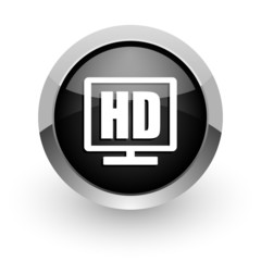 hd display black chrome glossy web icon