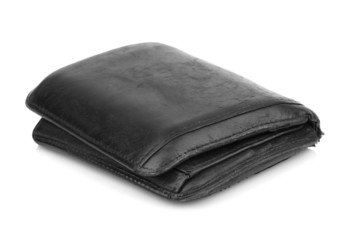 Old grunge wallet isolated on white background