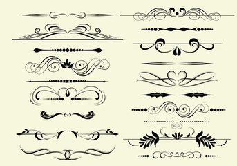 Set of  calligraphic elements for editable and design