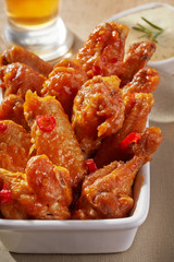 fried chicken wings with sweet chili sauce