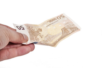 Euro banknotes isolated on white background, currencies