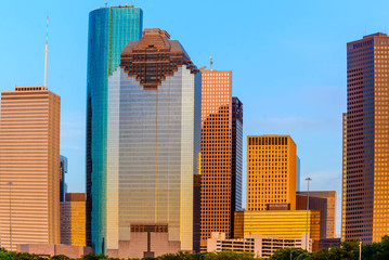 Houston skyline at sunset