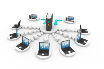 Computer Network and internet communication concept.