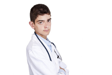 Fototapeta premium young doctor with stethoscope, people and professions