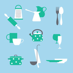 Flat modern design vector illustration concept of Dishes