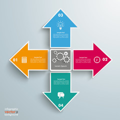 4 Arrows All Directions Gear Centre Infographic