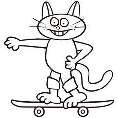 Tomcat and skateboard,coloring book