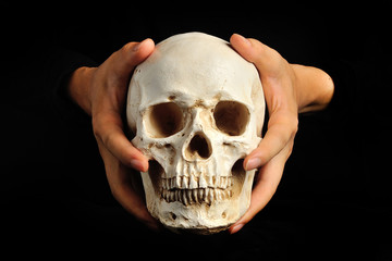 ドクロと人間の手