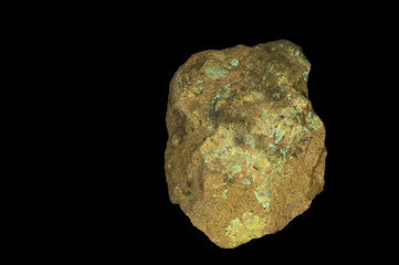 Fluorescent Andersonite-rare Uranium ore-in UV light. 9cm high