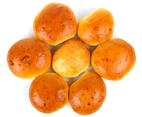 Bread rolls on white background