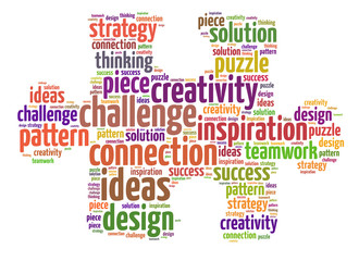 Words illustration of a jigsaw puzzle over white background